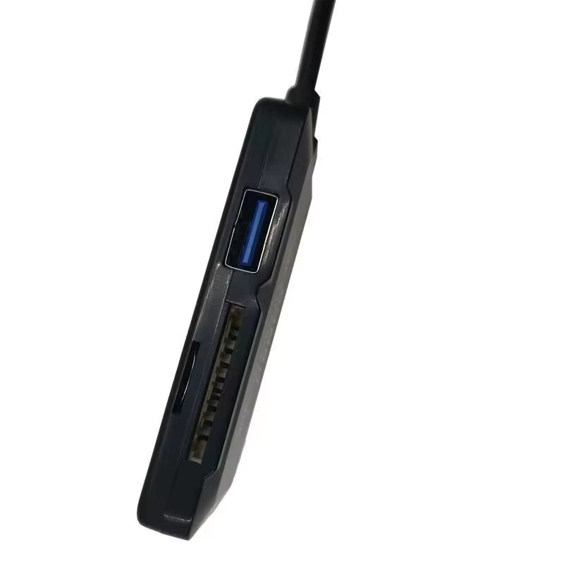 OULLX 5-Port USB 2.0 Hub mit Micro-SD TF Kartenleser und Datenübertragungskabel, USB Kombi Konverter Adapter in Schwarz - Bild 5