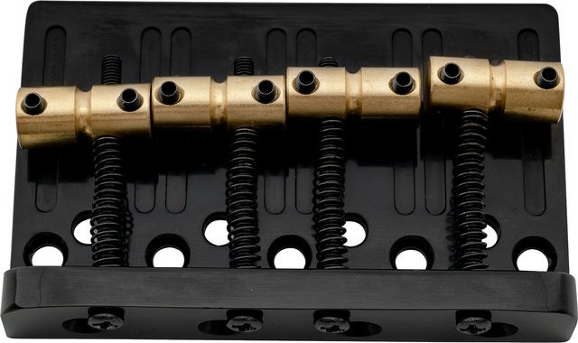 Music lily Pro 4-saitige Bassbrücke für Hardtail mit Messing-Sätteln und Zinklegierung-Platte, Saitenabstand 57 mm, Silber - Bild 1