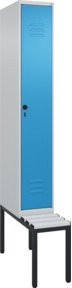 C+P Spind Classic PLUS Garderobenschrank mit Sitzbank, 1 Abteil, Lichtgrau, B/T/H: 212,0 x 30,0 x 81,5 cm - Bild 1