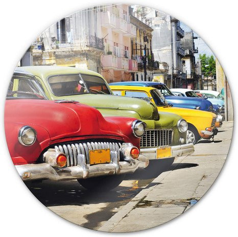 K&L Wall Art Glasbild Retro Auto Oldtimer Deko rund, Multicolor, Breite: 60 cm, Höhe: 40 cm - Bild 1