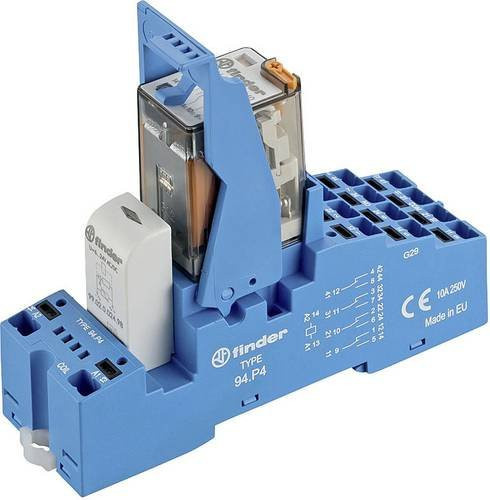 Finder Koppelrelais 58.P4.8.012.0060, 12 V/AC, 7A, 4 Wechsler, Blau, 10 Stück - Bild 1