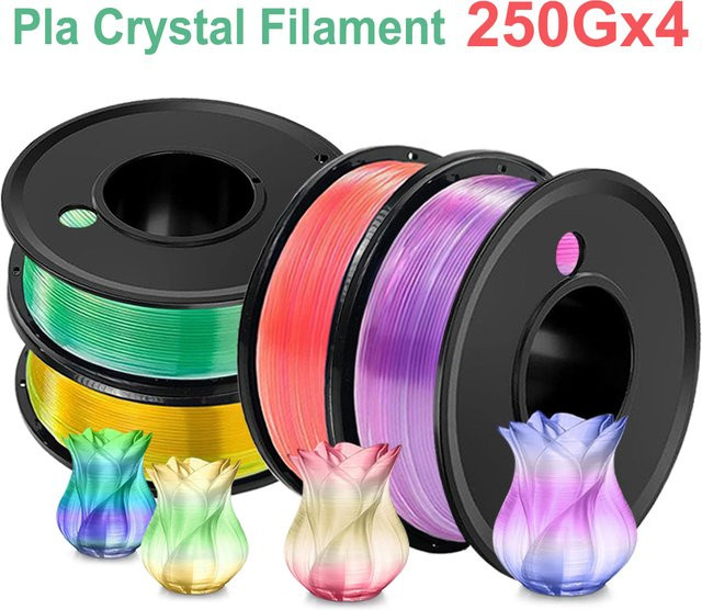 3D Maliang PLA Crystal Gradient Filament 1,75mm Multicolour für FDM 3D-Drucker, 1kg (4 x 250g) - Bild 1
