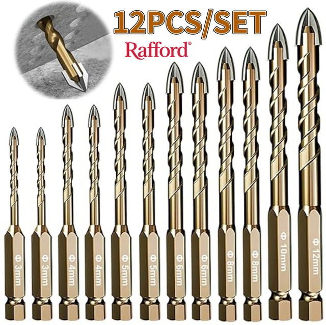 Rafford 12-teiliges Fliesenbohrer-Set mit sechseckigem Schaft für Glas, Stein und Keramik, Durchmesser 3–12 mm - Bild 1