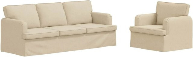 vidaXL Ecksofa 2-teilig in Creme mit Stoffbezug und Metallrahmen B/T/H: 144 x 80 x 85 cm - Bild 1