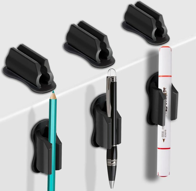 3er-Pack Silikon-Stifthalter in Schwarz für Schreibtisch und Wand zur Organisation von Büro- und Kunstbedarf - Bild 1
