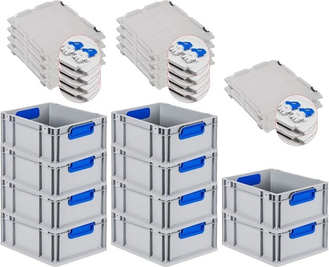 PROREGAL Spar Set 10x Eurobox Nextgen Color mit Scharnierdeckel und Schiebeschnappverschlüssen, Blau, H x B x T: 17 x 30 x 40 cm - Bild 1