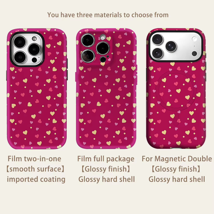 Potdemiel Handyhülle mit Herz-Design in Fuchsia Multi-Color für iPhone 17 16 15 14 13 Pro Max Plus, robuste doppelschichtige Hülle mit Magnetfunktion - Bild 2
