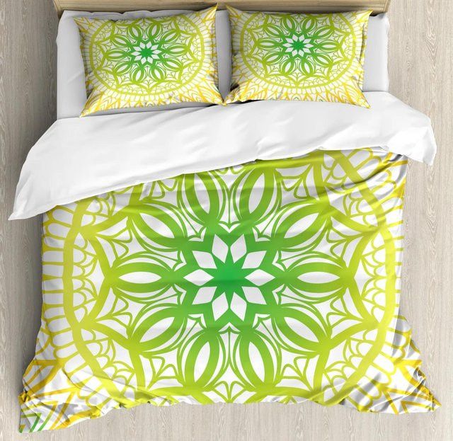 Your Warm Home Boho-Mandala-Bettwäscheset in Grün, 3-teilig mit Bettbezug und Kissenbezügen, B/H: 240 x 210 cm, Kissenbezüge: 50 x 70 cm - Bild 1