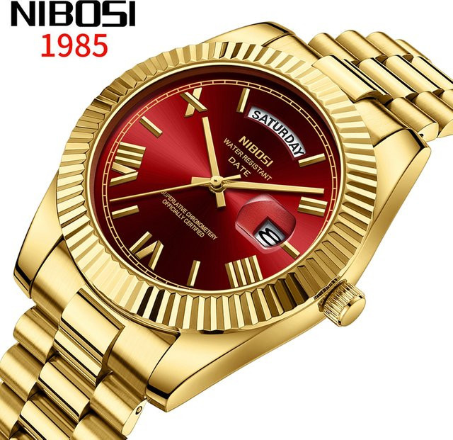 NIBOSI Armbanduhr Edelstahl, Gold, Quarz, Herren - Bild 1