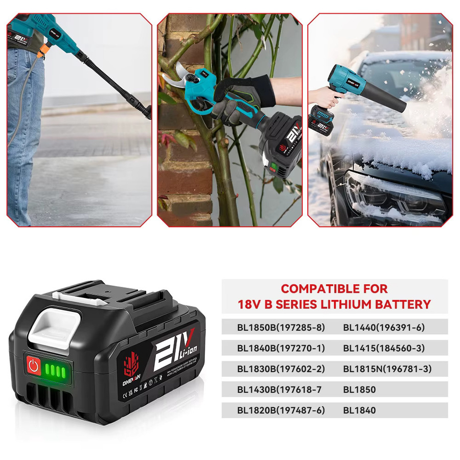 ONEVAN Lithium-Ionen-Akku 15000mAh in Schwarz, kompatibel mit Makita 18V und 21V Elektrowerkzeugen wie Bohrmaschinen, Kettensägen und Elektroschraubern - Bild 4