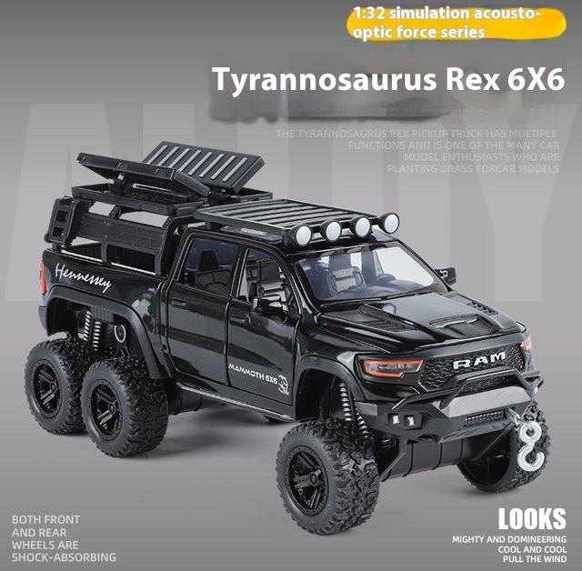 Maisto RAM 1500 TRX 6X6 Tyrannosaurus Rex, Pickup Legierung Auto Modell, 1:32, mit Sound und Licht - Bild 1