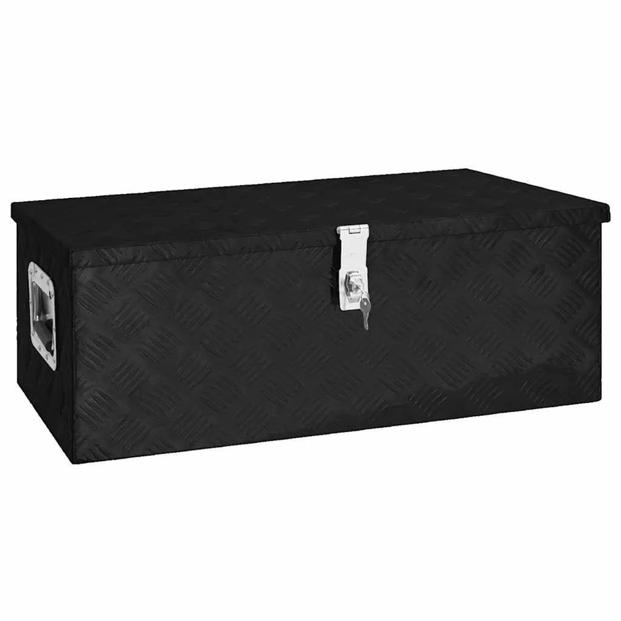 DELUKE Aluminiumbox mit Deckel und Schloss, abschließbare Alubox für Anhänger, Schwarz, B/T/H: 80 x 39 x 30 cm - Bild 2