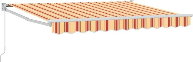 vidaXL Manuell Einziehbare Markise mit Faltarmen in Gelb, Orange und Weiß, B: 350 cm, T: 200 cm - Bild 1