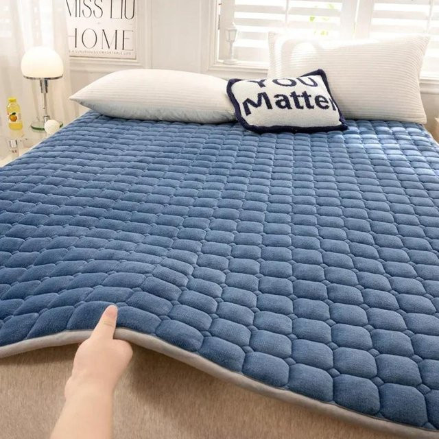 Wasserdichte Tatami-Matratze Super Six aus Baumwolle und Mikrofaser, Blau, B/T: 200 x 220 cm - Bild 1