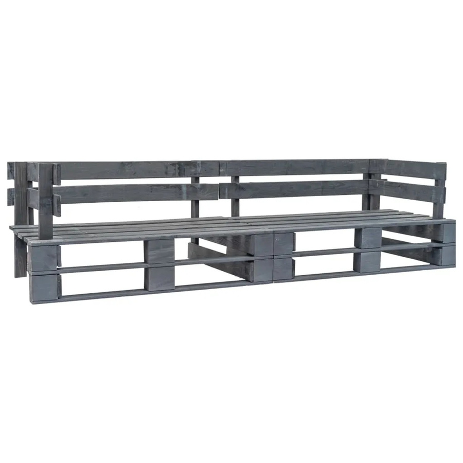 vidaXL Garten-Palettensofa 2-Sitzer aus behandeltem Hartholz mit grauen Polstern, B/T/H: 220 x 66 x 55 cm - Bild 2