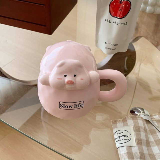 Kreative Keramiktasse mit Deckel von Yiran toy 1 in Weiß, 400 ml - Bild 1