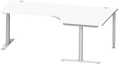 Schäfer Shop Genius Winkelschreibtisch MODENA FLEX 90 Grad mit T-Fuß-Rundrohr, Ansatz rechts, Farbe: Weiß, Breite: 200 cm - Bild 1