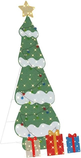 vidaXL Beleuchteter Weihnachtsbaum mit 3 Geschenkboxen in 2D Warmweiß 42019620 - Bild 1