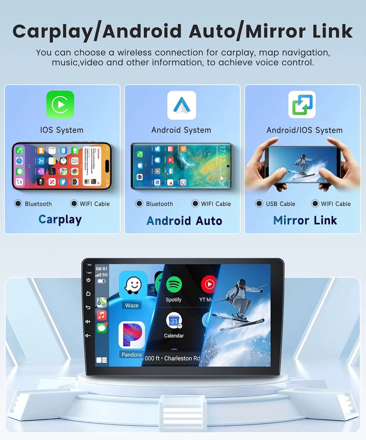 XFY Auto-Multimedia-Videoplayer mit GPS und 10 Zoll Display in Schwarz für Volkswagen Nissan Hyundai Kia Toyota - Bild 2