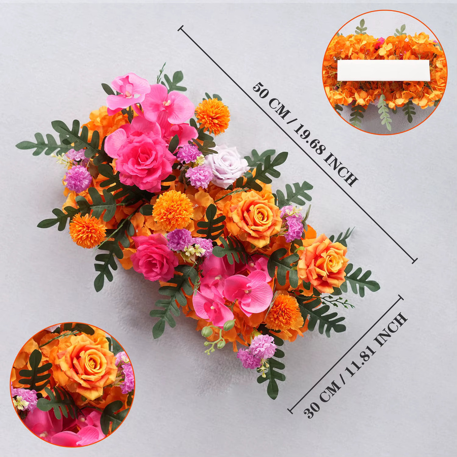 Uflower Blumengirlande für Hochzeitsbogen und Tischdekoration in Pink und Orange, 50 cm - Bild 2