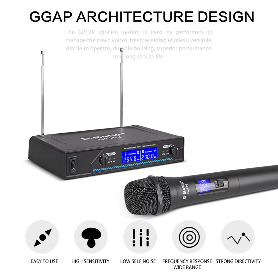G-MARK G210V Drahtloses Handheld-Mikrofonsystem mit 2 Kanälen in Schwarz - Bild 3