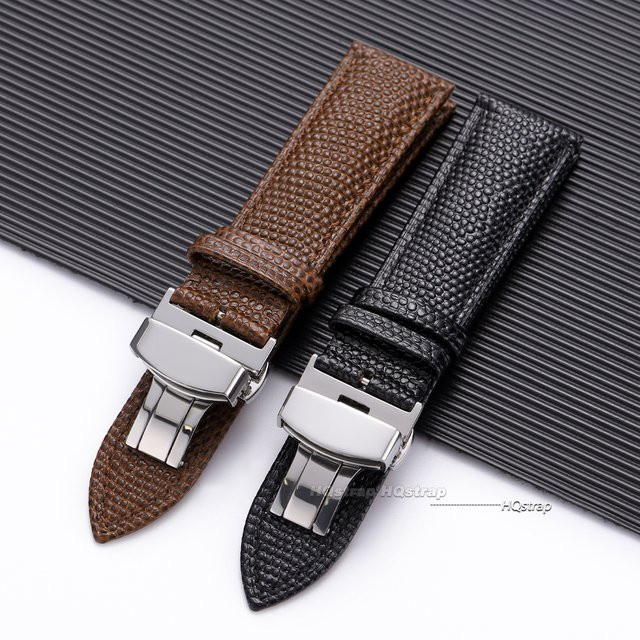 HQstrap Uhrenarmband Kalbsleder, Eidechsenmuster, Schmetterlingsschnalle, Unisex - Bild 1