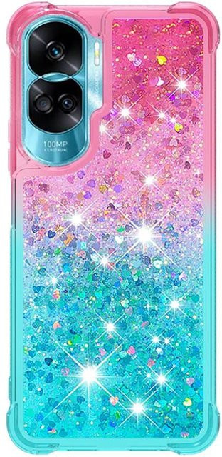 Glitzer Handyhülle für Honor 90 Lite in Transparent Multicolour mit dynamischem Flüssigkeits-Effekt - Bild 1