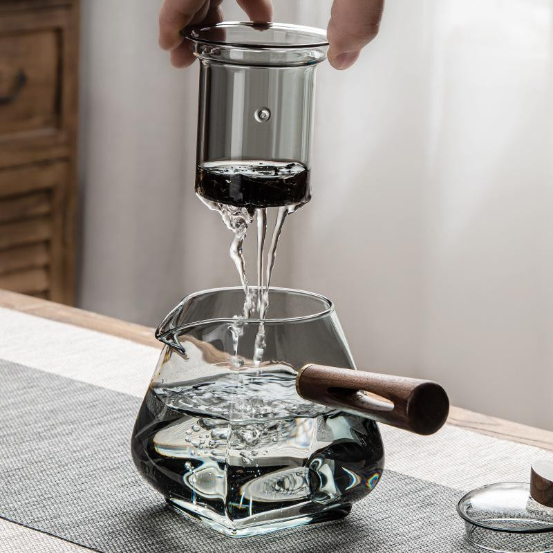 Hitzebeständige Teekanne aus Mufeng-Glas im japanischen Stil mit Filtereinsatz in Transparent und Grau - Bild 2
