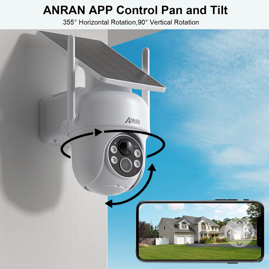 ANRAN Solarkamera Outdoor mit 3/5MP Auflösung, 2.4G Wifi Sicherheitskamera mit PIR-Menschenerkennung, Farbnachtsicht und IP66 Wasserdichtigkeit, Farbe: Weiß - Bild 3
