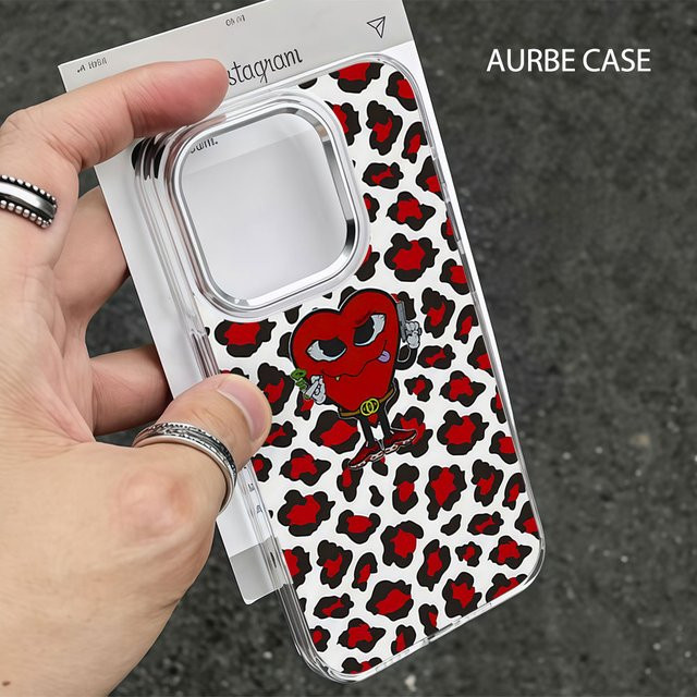 Aurbe Handyhülle Transparent mit silbernem Linsenrahmen für iPhone 17 16 15 14 13 12 Pro Max 16E Amor Love Mafia Design - Bild 1