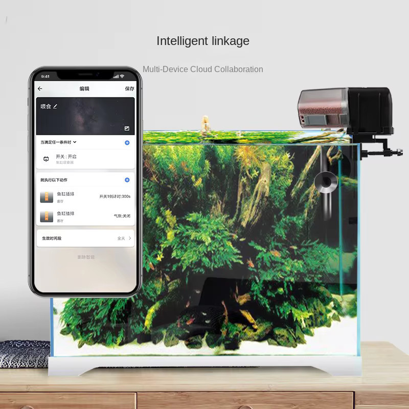 iLONDA WiFi Automatischer Aquarium Futterspender in Schwarz, 170 ml, Intelligenter Zeitgesteuerter Futterspender für Flocken und Pellets - Bild 2
