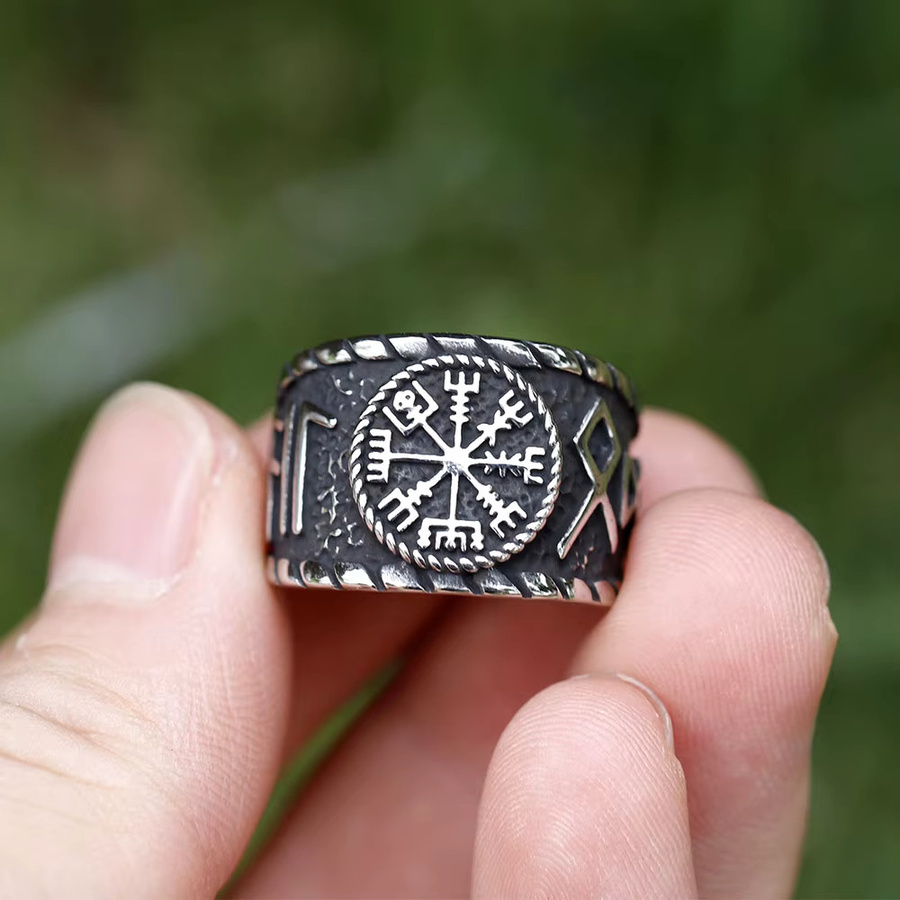 Wikinger-Ring Edelstahl, Vintage, Silber, Herren - Bild 2