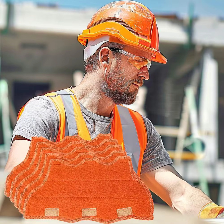 Waschbares Schutzhelm-Schweißband aus Baumwolle als Ersatz-Innenfutter für flammhemmende Schutzhelme in Schwarz und Orange - Bild 4