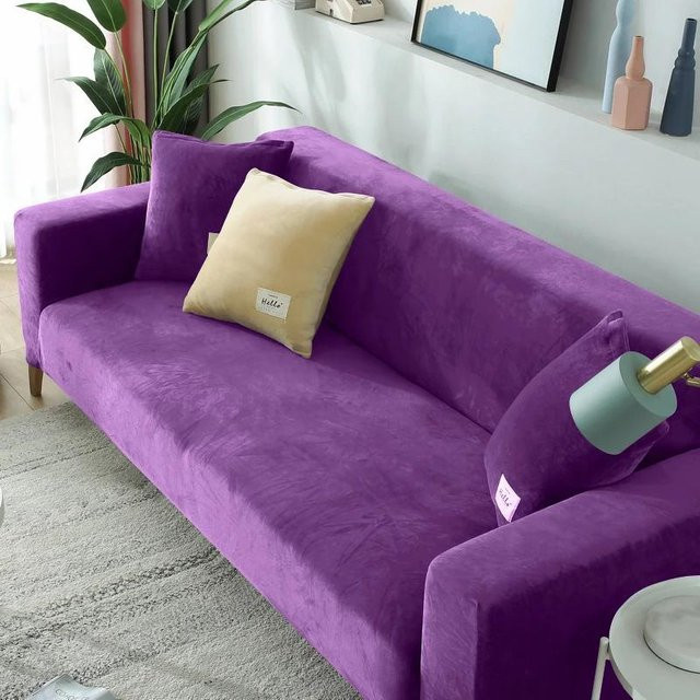 BC-Warm Home Elastischer Sofabezug aus Samt in Lila für 1 Sitzplatz (Breite: 90-140 cm) - Bild 1