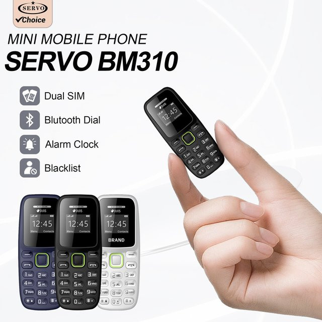 SERVO Mini-Handy mit Tasten in Weiß mit Bluetooth, Dual-SIM und Kamera als kompaktes Taschentelefon für Sport und unterwegs - Bild 1