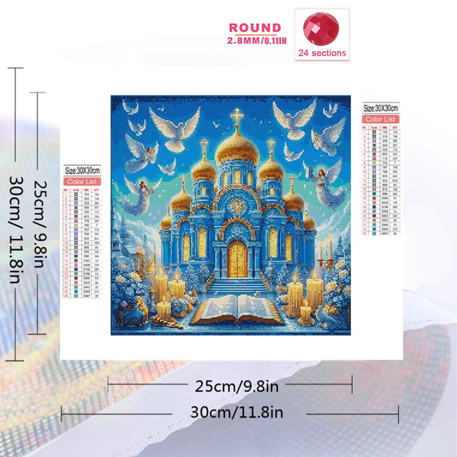 Evershine 5D-Diamant-Stickerei religiöses Kirchenmuster mit Taube als Mosaik-Set für Erwachsene in Multicolour, B/H: 20 x 20 cm - Bild 2