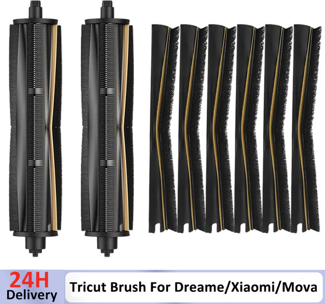 Tricut Hauptbürsten-Set für Dreame X30 X40 L40 L10s Ultra Gen 3, Xiaomi X20 Pro X20+ und MOVA P50 Pro Z50 S70 Ultra in Schwarz - Bild 1