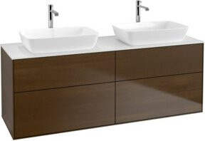 V&B Waschtischunterschrank Finion mit Wandbeleuchtung in Walnut Veneer, B/T/H: 160 x 60 x 50,1 cm - Bild 1