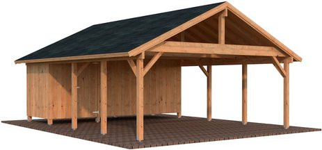 Palmako Carport Robert mit Geräteraum aus Fichtenholz in Hellbraun, B/T/H: 764 x 555 x 363 cm - Bild 2