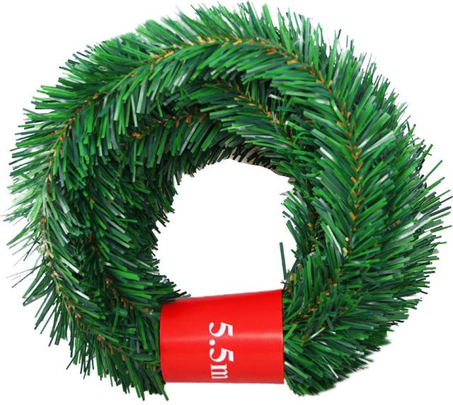 TOMTOP JMS Weihnachtsgirlande aus Kiefern mit Rattan-Elementen, 5,5 m, grün - Bild 1