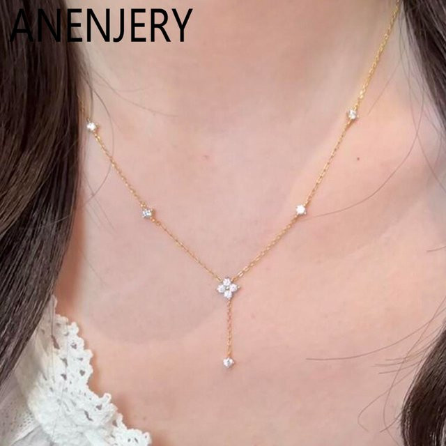 ANENJERY Halskette, Zirkonia, Gold, Damen, Vintage - Bild 1