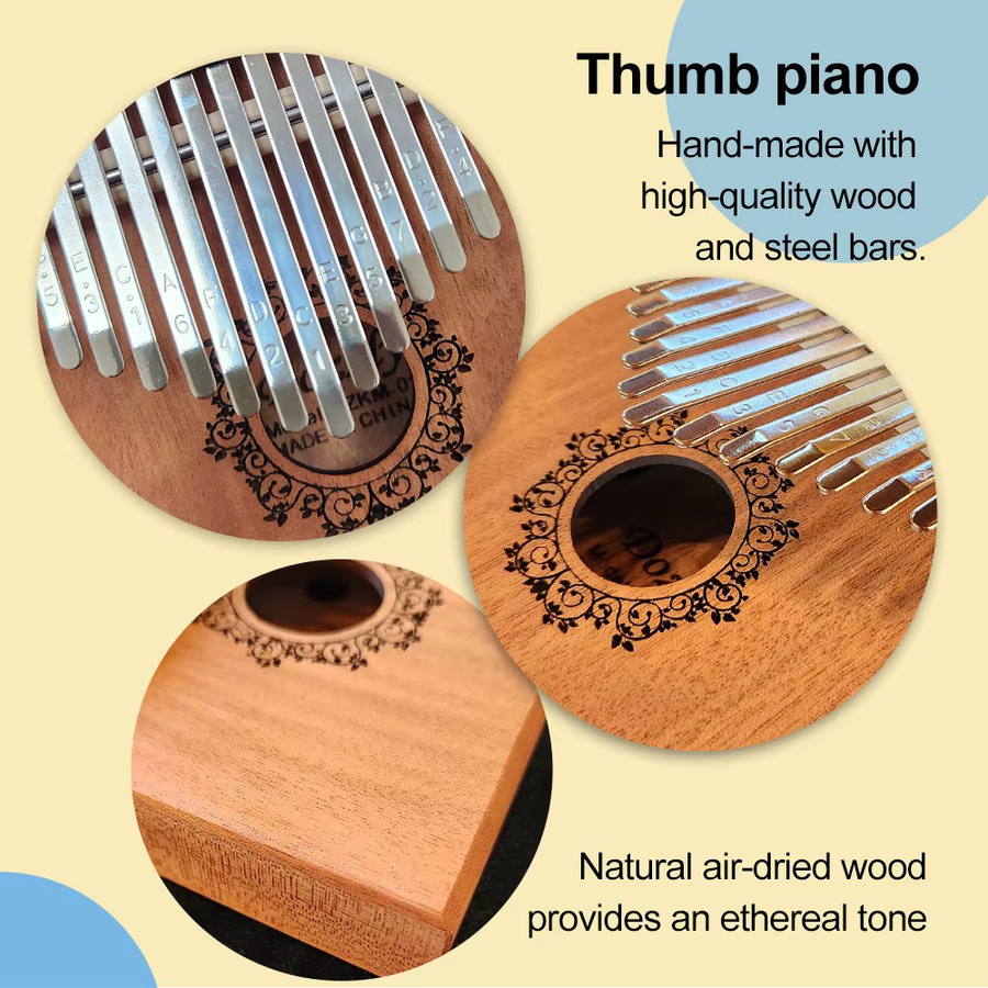 DOZZLY Kalimba Daumenklavier, 17 Tasten, Holz-Fingerklavier mit Hammer - Bild 2