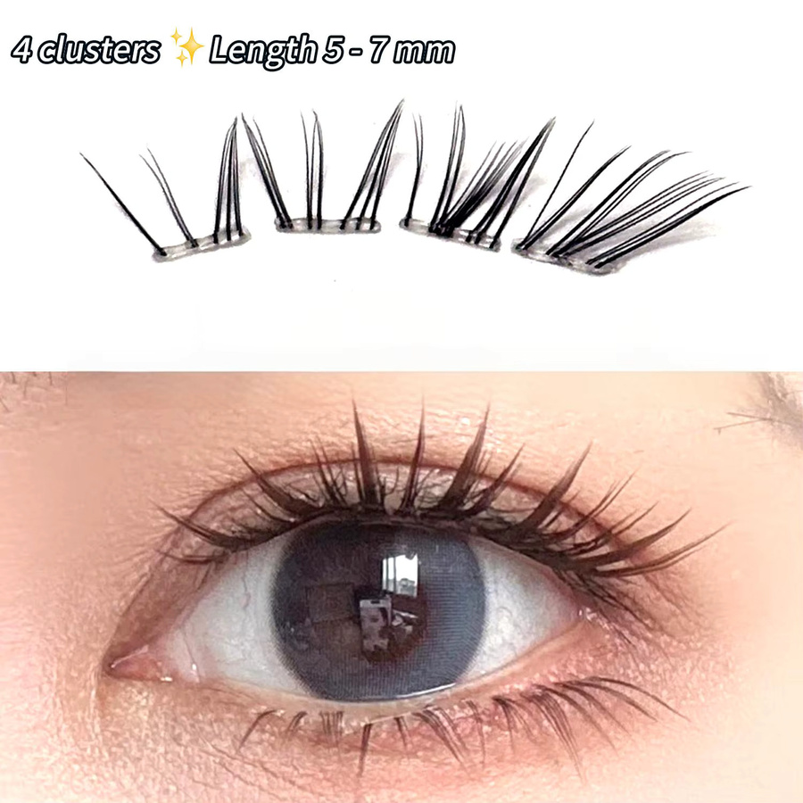 BQI Selbstklebende segmentierte untere Wimpern, 5–7 mm, Schwarz, Unisex - Bild 2