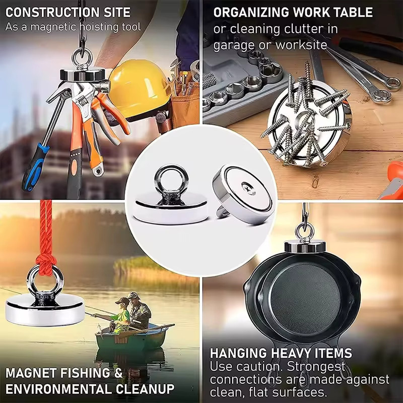 Mognot Bergungsmagnet mit Neodym-Magnet und Ringschraube für Meeresangeln und DIY-Montage - Bild 4