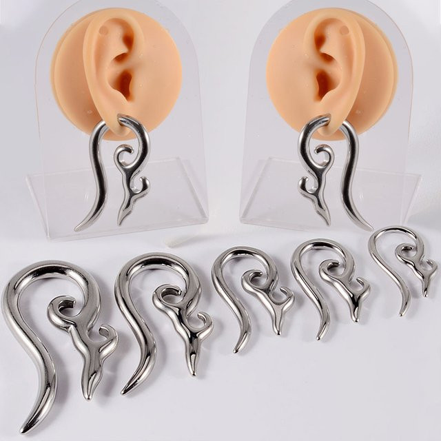 Ohrgewichte Edelstahl, Blumenform, Silber, Unisex - Bild 1