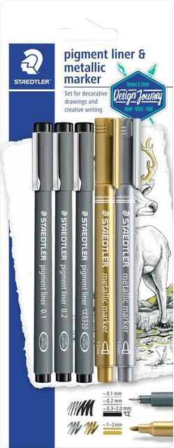 STAEDTLER Pigment Liner und Metallic Marker Set in Gold und Multicolor - Bild 1
