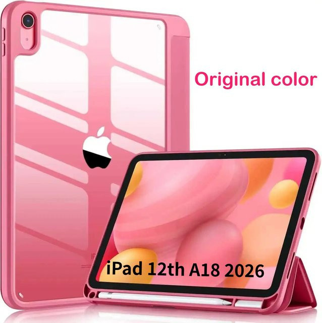 Apple iPad Schutzhülle mit transparenter Acryl-Rückseite und Stifthalter in Transparent, Rot oder Pink - Bild 1