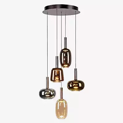 Paul Neuhaus Irides LED Pendelleuchte 5-flammig in Schwarz mit transparentem Glas und Multicolour-Effekt - Bild 1