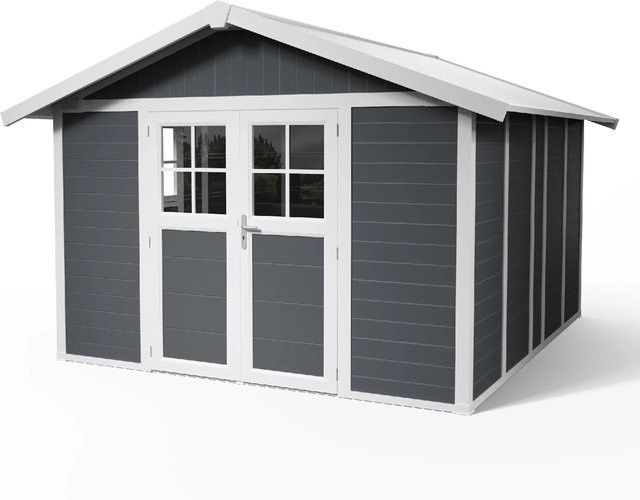 Grosfillex Gartenhaus Deco aus Kunststoff in Dunkelgrau mit 11 m2 Stellfläche - Bild 1