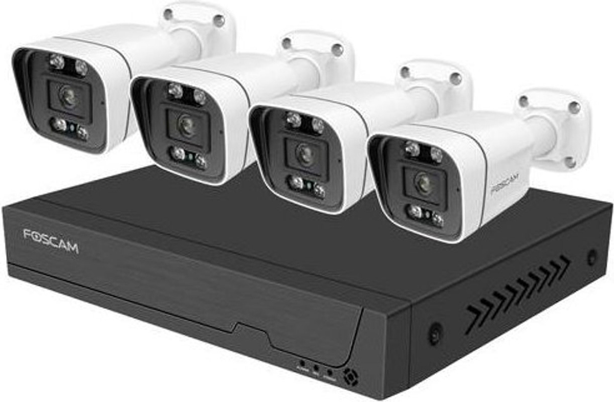Foscam FNA108E-B4-2T LAN IP-Überwachungskamera-Set mit 8 Kanälen, 4 Kameras und 4K Auflösung, Schwarz und Weiß - Bild 2